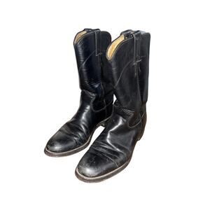Vintage Justin Roper Style Cowboy Cowgirl Western Boots Diamond J Black Size 6